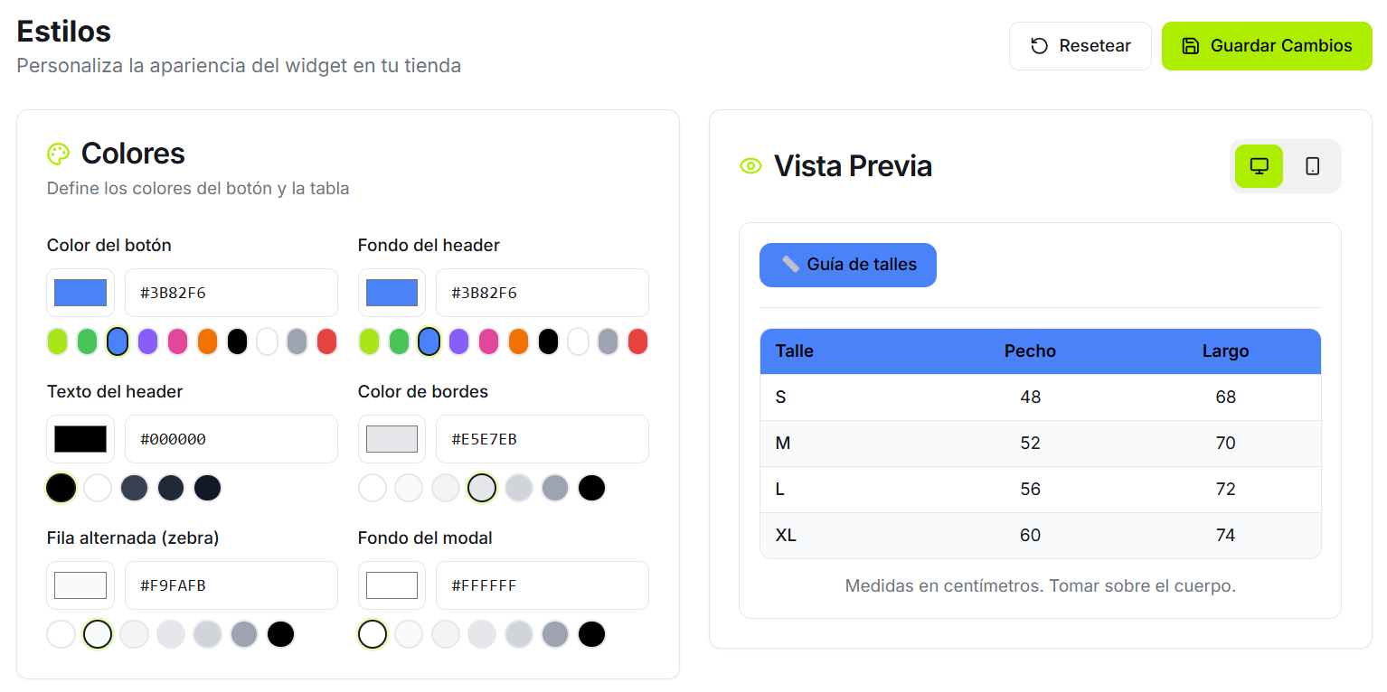 SizeGrid - Tablas de Talles para Tiendanube